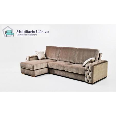 Sofá chaiselongue clásico con capitoné disponible en 4, 3 y 2 Plazas Ref MCPT25000