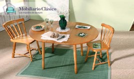 Mesa de Comedor redonda Extensible fabricada en madera de Pino Ref MCJI10013