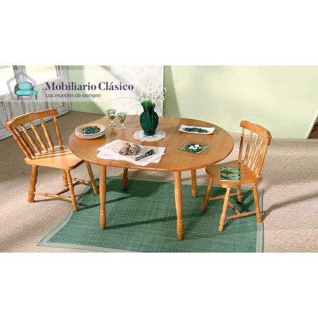 Mesa de Comedor redonda Extensible fabricada en madera de Pino Ref MCJI10013