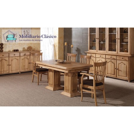 Mesa de Comedor Extensible de estilo Provenzal fabricada en madera de Pino Ref MCJI10024