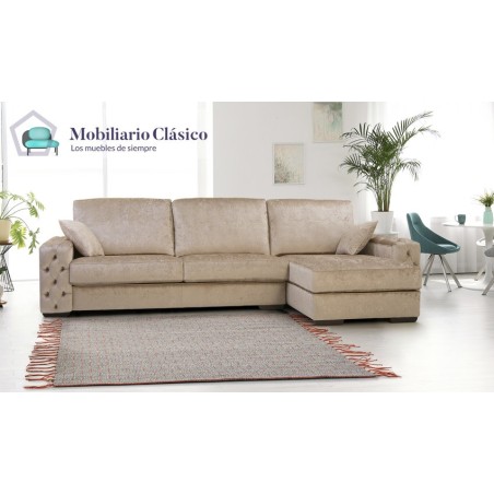 PT25100 Sofá chaiselongue clásico con capitoné disponible en 4, 3 y 2 Plazas