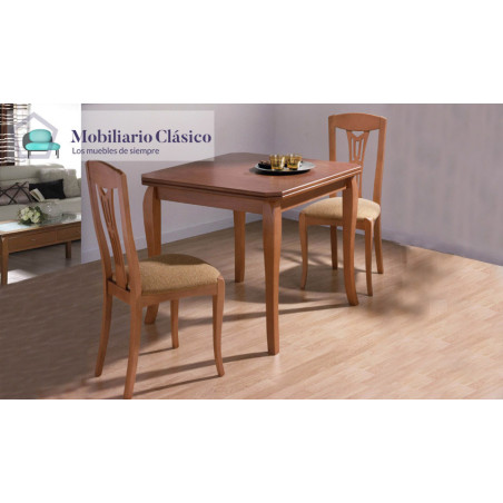 Mesa de comedor cuadrada extensible fabricada en Haya Ref MCR78000