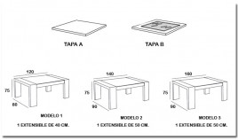 Mesa de Comedor extensible con posibilidad de tapa en madera o cristal Ref MCR74000