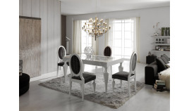 Mesa de Comedor extensible en madera de Haya con tapa cristal o madera Ref MCR45000