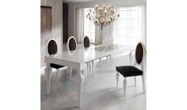 Mesa de Comedor extensible en madera de Haya con tapa cristal o madera Ref MCR45000