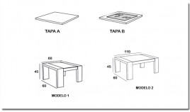 Mesa de centro con posibilidad de tapa en madera o cristal Ref MCR35000