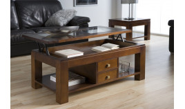Mesa de centro elevable con posibilidad de tapa en madera o cristal Ref MCR36000