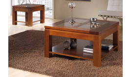 Mesa de centro cuadrada con posibilidad de tapa en madera o cristal Ref MCR37000