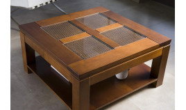 Mesa de centro elevable cuadrada con posibilidad de tapa en madera o cristal Ref MCR38000