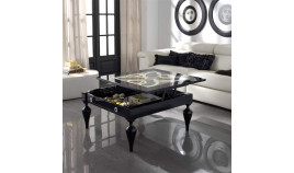 Mesa de centro elevable con posibilidad de tapa en madera o cristal Ref MCR11000