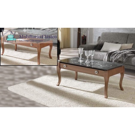 Mesa de Centro elevable con tapa de cristal con posibilidad de tapa serigrafiada Ref MCR20000