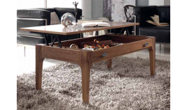 Mesa de centro elevable con posibilidad de tapa en madera o cristal Ref MCR14000