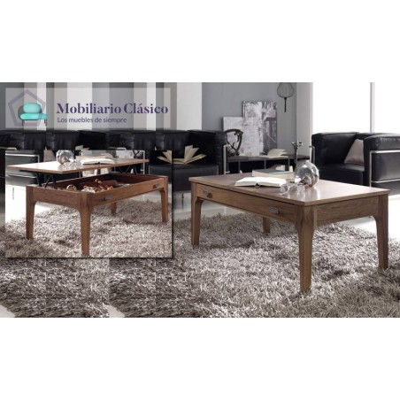 Mesa de centro elevable con posibilidad de tapa en madera o cristal Ref MCR14000