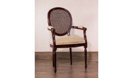 Sillón clásico de comedor fabricado en madera de haya con respaldo rejilla o tapizado a elegir Ref MCBU29000