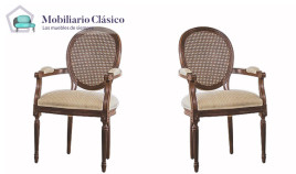 Sillón clásico de comedor fabricado en madera de haya con respaldo rejilla o tapizado a elegir Ref MCBU29000