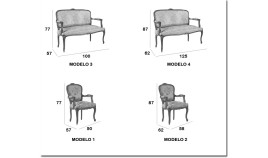 Sofá y sillón con respaldo rejilla fabricado en madera Ref MCBU79000