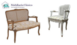 Sofá y sillón con respaldo rejilla fabricado en madera Ref MCBU79000