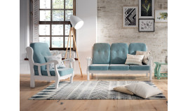 MCJI10033 Sofá estilo provenzal fabricado en madera de pino disponible en 3, 2 y 1 Plazas