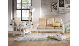 MCJI10033 Sofá estilo provenzal fabricado en madera de pino disponible en 3, 2 y 1 Plazas