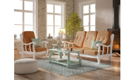 MCJI10033 Sofá estilo provenzal fabricado en madera de pino disponible en 3, 2 y 1 Plazas