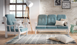 MCJI10033 Sofá estilo provenzal fabricado en madera de pino disponible en 3, 2 y 1 Plazas