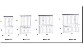 Aparador con vitrina fabricado en madera de Pino Ref MCJI10038