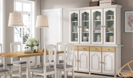 Aparador con vitrina fabricado en madera de Pino Ref MCJI10038