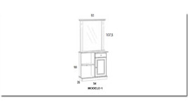 Taquillón con espejo estilo provenzal fabricado en madera de Pino Ref MCJI10051
