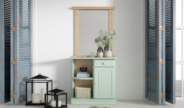 Taquillón con espejo estilo provenzal fabricado en madera de Pino Ref MCJI10051