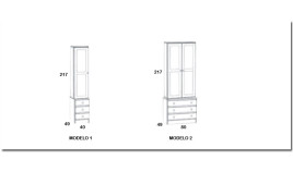 Vitrina con cajones en madera de Pino