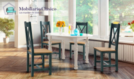 Mesa de Comedor redonda Extensible fabricada en madera de Pino Ref MCJI10015