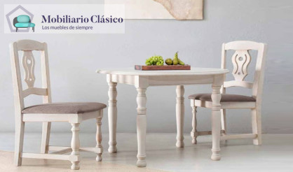 Mesa de Comedor redonda Extensible fabricada en madera de Pino Ref MCJI10026