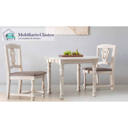 Mesa de Comedor redonda Extensible fabricada en madera de Pino Ref MCJI10026