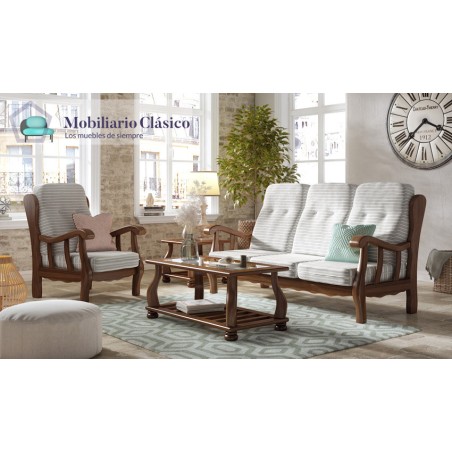 MCJI10034 Sofá estilo provenzal fabricado en madera de pino disponible en 3, 2 y 1 Plazas