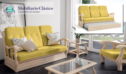 MCJI10035 Sofá Cama Nido de estilo provenzal fabricado en madera de pino