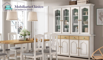 Aparador con vitrina fabricado en madera de Pino Ref MCJI10038