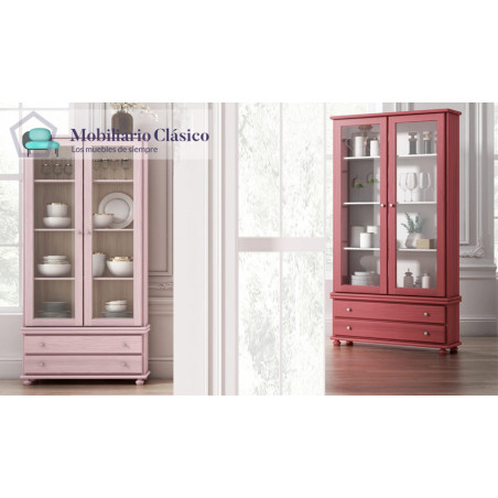 Vitrina provenzal fabricada en madera de Pino
