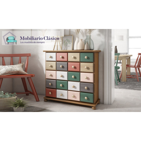 Mueble provenzal con cajones fabricado en madera de Pino Ref MCJI10046