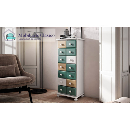 Mueble con cajones estilo provenzal fabricado en madera de Pino Ref MCJI10047