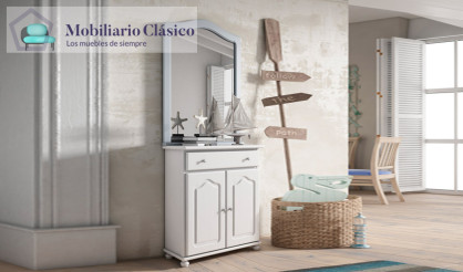 Mueble taquillón con espejo estilo provenzal Ref MCJI10048