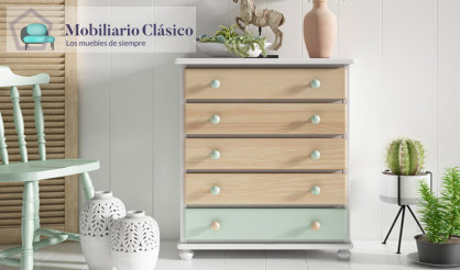 Taquillón con cajones estilo provenzal fabricado en madera Ref MCJI10049