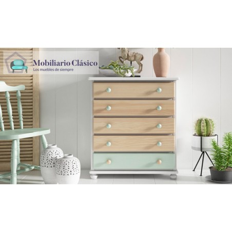 Taquillón con cajones estilo provenzal fabricado en madera Ref MCJI10049