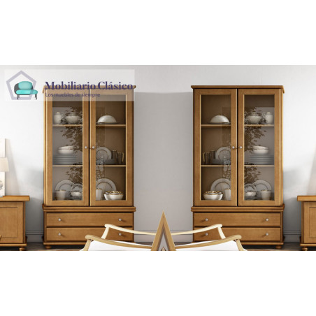 Vitrina provenzal fabricada en madera de Pino Ref MCJI10054
