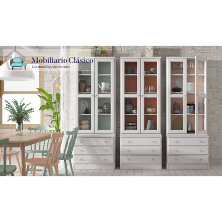 Vitrina con cajones en madera de Pino