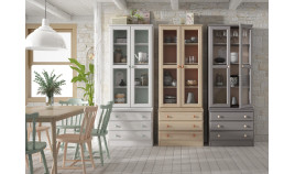 Vitrina con cajones en madera de Pino Ref MCJI10057