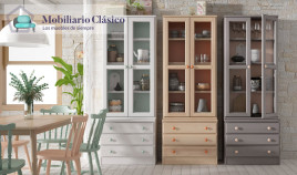 Vitrina con cajones en madera de Pino Ref MCJI10057