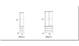 Vitrina con cajones en madera de Pino Ref MCJI10057