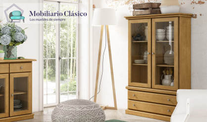 Vitrina con cajones fabricada en madera Ref MCJI10075