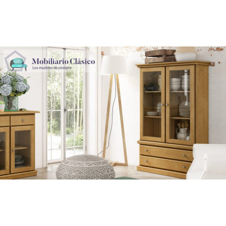 Vitrina con cajones fabricada en madera Ref MCJI10075