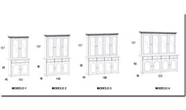 Aparador con vitrina fabricado en madera de Pino Ref MCJI10078